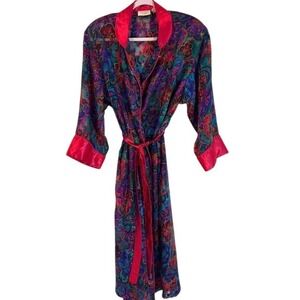 Vintage Victoria's Secret Gold Label Silky Floral Kimono‎ Style Robe Size P/S